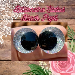Hand painted Offset Kawaii Safety Eyes, Billionaire Status, glitter safety eyes, handpainted safety eyes, safety eyes for amigurumi, 1 set