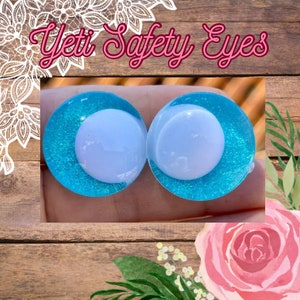 Handpainted Offset Kawaii Safety Eyes, Yeti, multiple sizes, glitter safety eyes, handpainted safety eyes, safety eyes for amigurumi, 1 set