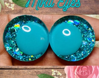 Safety Eyes for Amigurumi, Hand Painted Glitter Doll Eyes, Crochet Plush Safety Eyes, Leek Idol, 1 set