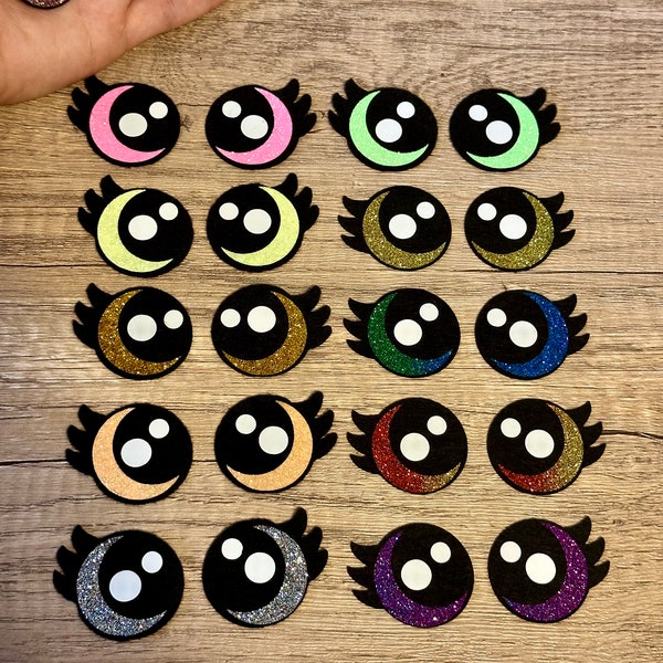 Felt Eyes Glitter Kawaii Ciglia per Amigurumi, occhi in feltro per animali imbalsamati, occhi in feltro per uncinetto, occhio carino per peluche, 3 set