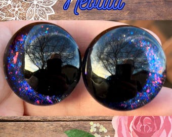 Occhi di sicurezza dipinti a mano con effetto rotto, pupille kawaii sfalsate, Nebula (1 set)