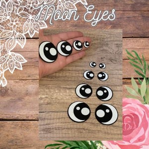 Felt Eyes Kawaii Moon Eyes for Amigurumi, felt eyes for crochet, felt eyes for stuffed animals, cute eyes for plush, bulk options