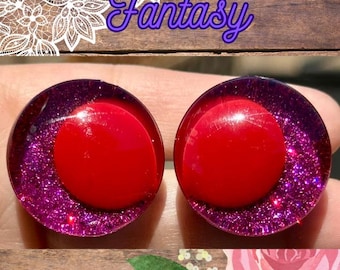 Hand Painted Glitter Safety Eyes, Kawaii Offset Pupils, Fantasy (1 set)