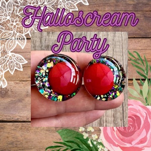 Handpainted Offset Kawaii Safety Eyes, Halloscream Party, glitter safety eyes, handpainted safety eyes, safety eyes for amigurumi, 1 set