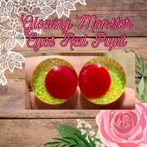 Hand painted Offset Kawaii Safety Eyes, Glowing Monster Eyes, glitter safety eyes, handpainted safety eyes, safety eyes for amigurumi, 1 set