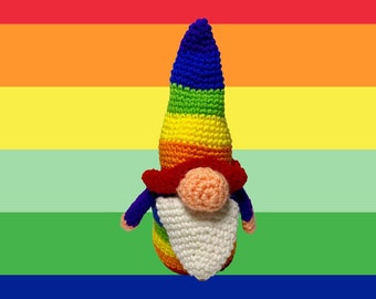 Schema amigurumi per gnomo arcobaleno all'uncinetto (download digitale)