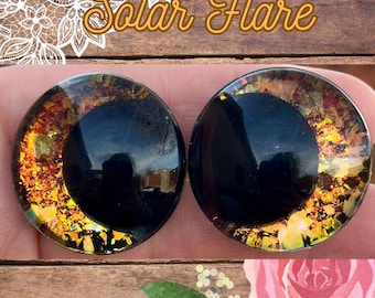 Hand Painted Broken Effect Safety Eyes, Kawaii Offset Pupils, Solar Flare (1 set)