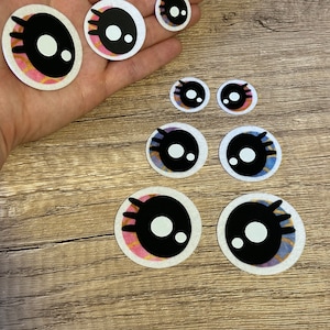 Felt Eyes Kawaii Doll for Amigurumi, felt eyes with lashes, felt eyes for stuffed animals, felt eyes for crafting, plushie eyes, 2 sets