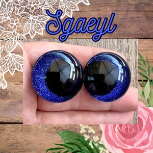 Handpainted Offset Kawaii Safety Eyes, Sgaeyl, multiple sizes, safety eyes for amigurumi, handpainted safety eyes, glitter eyes, 1 set