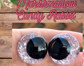 Handpainted Offset Kawaii Safety Eyes, Marshmallow Candy Rabbit, Limited Edition, glitter safety eye, safety eye for amigurumi, 1 set