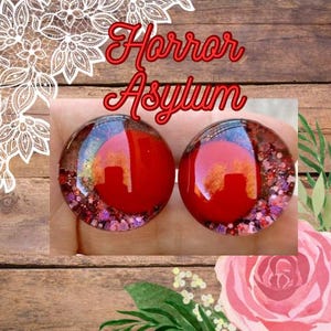 Handpainted Offset Kawaii Safety Eyes, Horror Asylum, glitter safety eyes, handpainted safety eyes, safety eyes amigurumi, 1 set