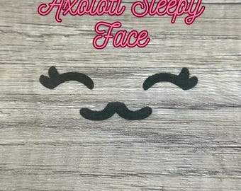 5 set di faccine di axolotl addormentate in feltro per peluche all'uncinetto / Faccine in feltro di alta qualità / Diverse misure e colori / Accessorio per amigurumi