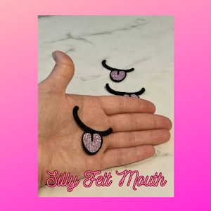 Felt Mouths for Amigurumi, silly felt mouth, glitter tongue, felt mouth for crochet, felt mouth for crafting, felt mouth for stuffed animals