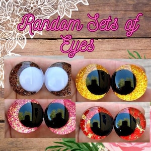 Handpainted Offset Kawaii Safety Eyes, Random Selection of 5 sets of eyes, multiple sizes, safety eyes for amigurumi, handpainted safety eye