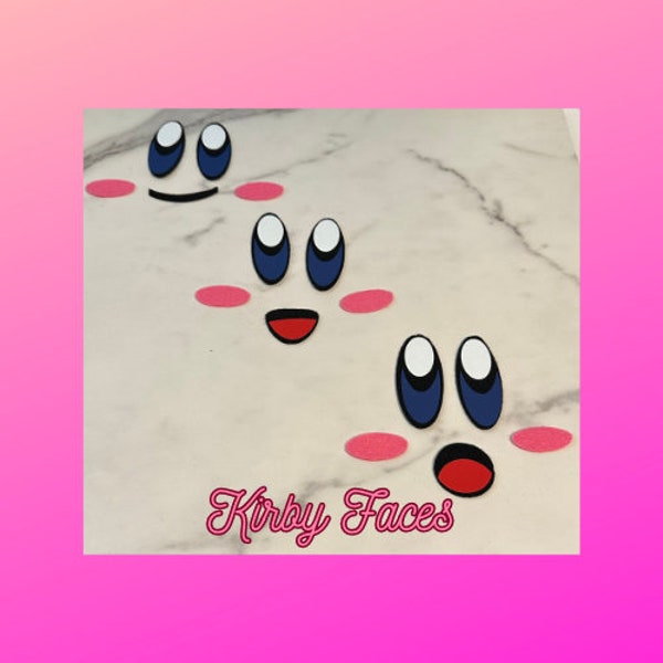 Yeux et bouche en feutre pour Kirby pour Amigurumi, visages en feutre pour animaux en peluche, visage en feutre sur le thème du jeu, yeux et bouche mignons pour le bricolage, 3 lots