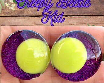 Hand Painted Glitter Safety Eyes, Kawaii Offset Pupils, Creepy Beetle Kid (1 set)