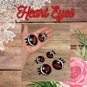 Felt Eyes Heart Kawaii Eyelash for Amigurumi, felt eyes with lashes, felt eyes for stuffed animals, felt eyes for plushies, glitter, 3 sets