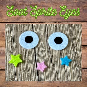 4 sets of Felt Eyes and Stars, Soot Sprite Amigurumi Accessories
