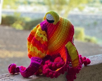 Crochet Octopus Hat Variegated Purples and Hot Pink Adult Size Crocheting a purple octopus hat for a friend with cancer main image 4