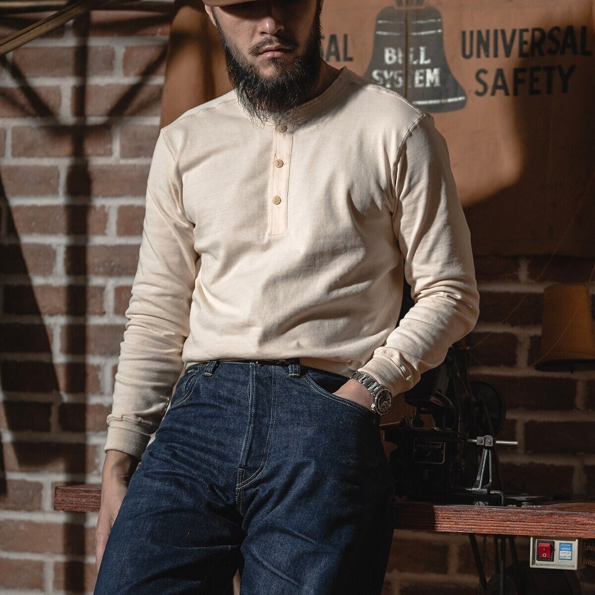 Tsh002 BRONSON Henley Shirt OLD TIME 
