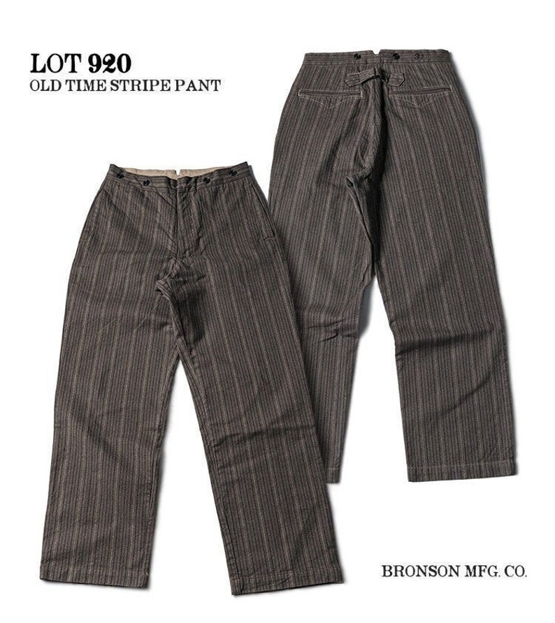 Men’s Vintage Workwear Inspired Clothing     pan016 - BRONSON 1920s Pinstripes Working Class Pants Men Vintage Gentlemen Suit Trousers with suspender buttons  AT vintagedancer.com