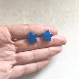 Blue Star Earrings, Earring Studs, Minimal, Minimalist, Simple Stud Earrings, Star Studs, Sterling Silver Earrings, Small Earring Studs