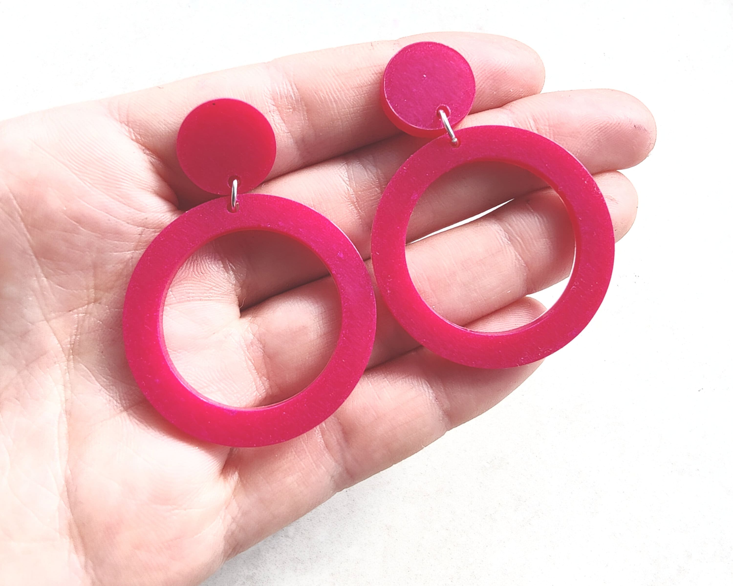 Pink Statement Earrings Hot Pink Earrings Drop Earrings Dangle