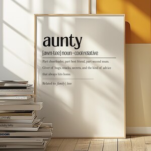 Aunty Definition Wall Art, Funny Aunty Print, Digital Download, Aunty Birthday Gift , Gift for Aunty, Printable Family Quote, Aunty Gift