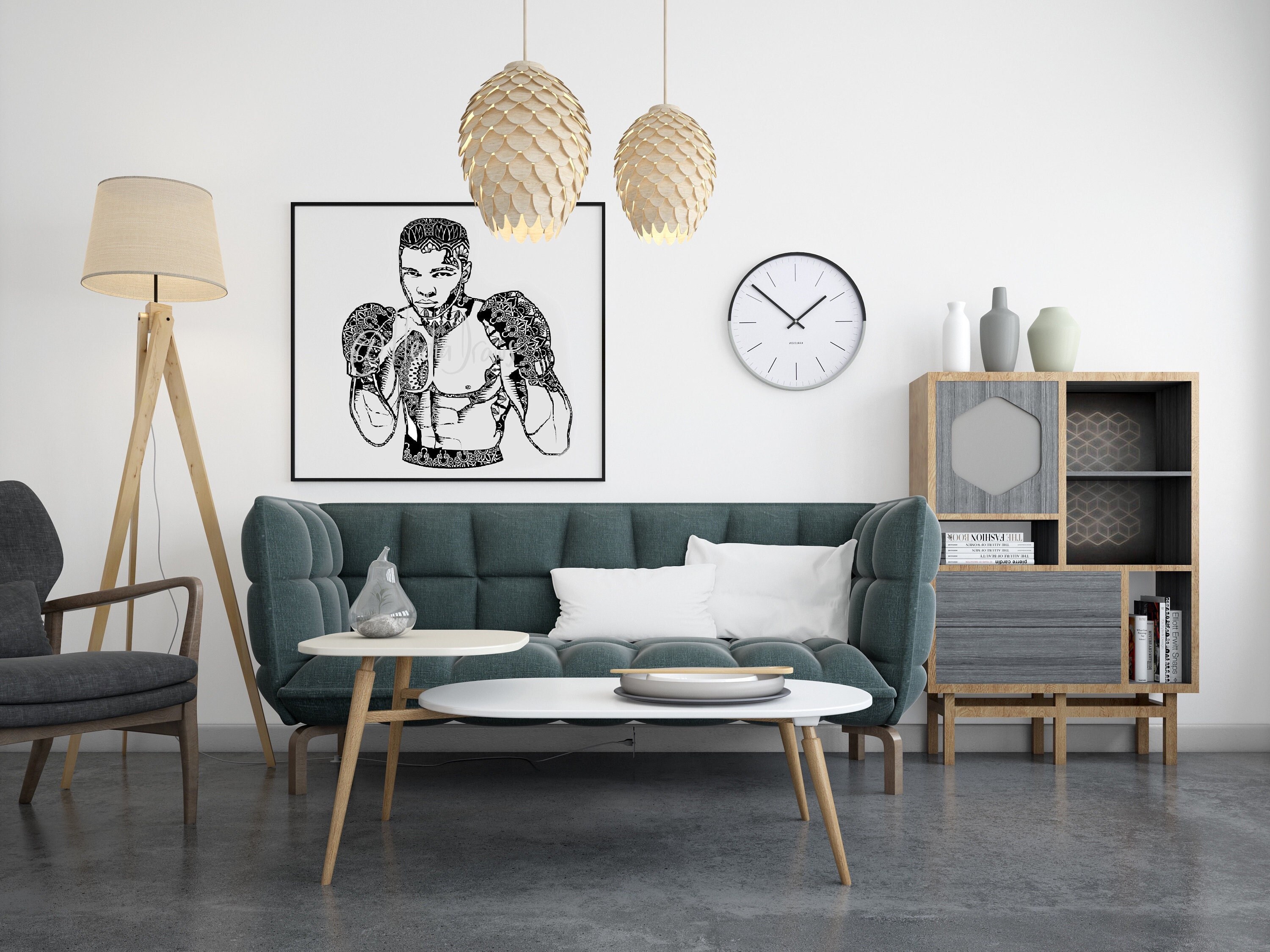 Mohammed Ali Portrait Original Mandala Poster Affiche Illustration Sacred Geometry - Wall Poster- Dé