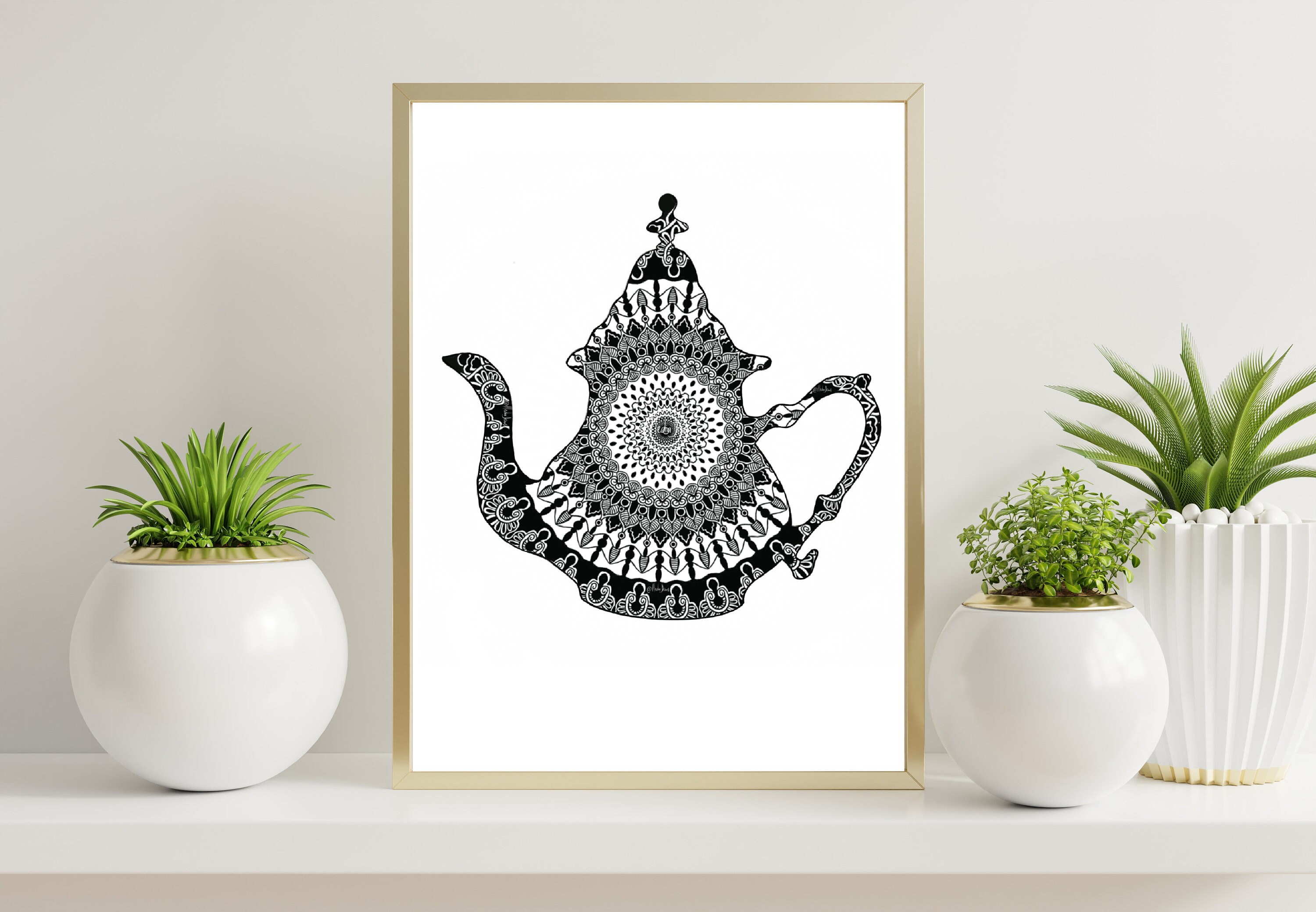 Théière Marocaine - Original Mandala- Custom Illustration Poster Affiche Décoration Murale Cadeau d'