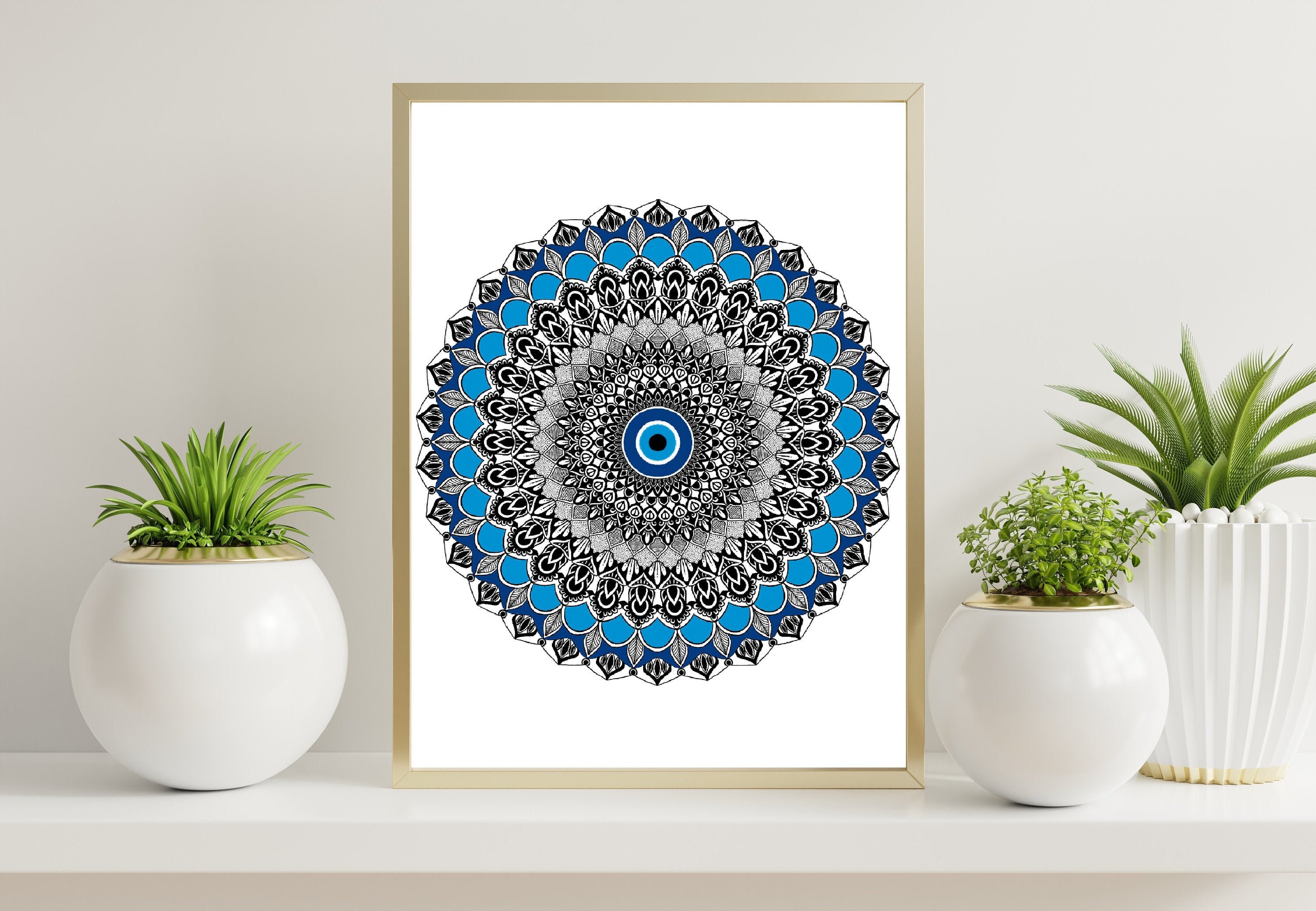 Original Mandala Turkish Eye/Oeil Turc Nazar Boncuk Poster Affiche Illustration Sacred Geometry - Wa