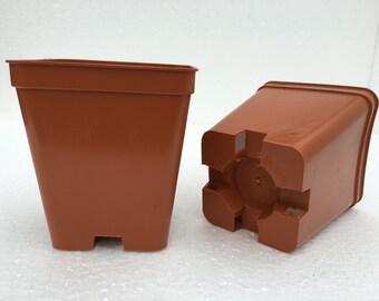 Dolls House 2 Grandi Quadrati Di Argilla Terracotta Vasi Di Piante Albero Accessorio Da Giardino 1 12 Ebay