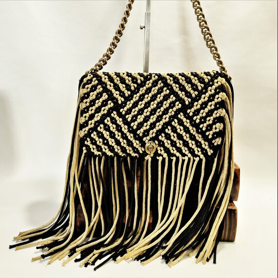 Crochet Elegant Fringed Bag Macramé Shoulder Bag Type 