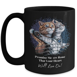 Funny Titanic Iconic I&#39;m flying Movie Scene Featuring Cats Coffee Mug For Women, Men, Wives, Husbands, Friend&#39;s Birthday or Christmas