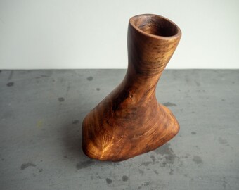 Organic Wooden Vase for Dried Flowers, Solid Walnut log, Perfect for Wabi sabi Interiors