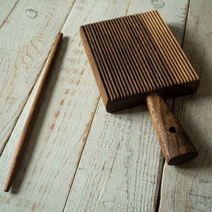 Handmade Pasta Board with a Rolling Pin, Accessory for Homemade Pasta Corta, and Gnocchi. Solid Walnut, Rustic Style Tool, Bespoke