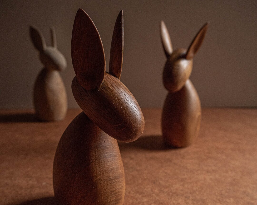 Wooden Rabbit, Minimalist Sculpture, Handmade Animal Figurine, Easter ...