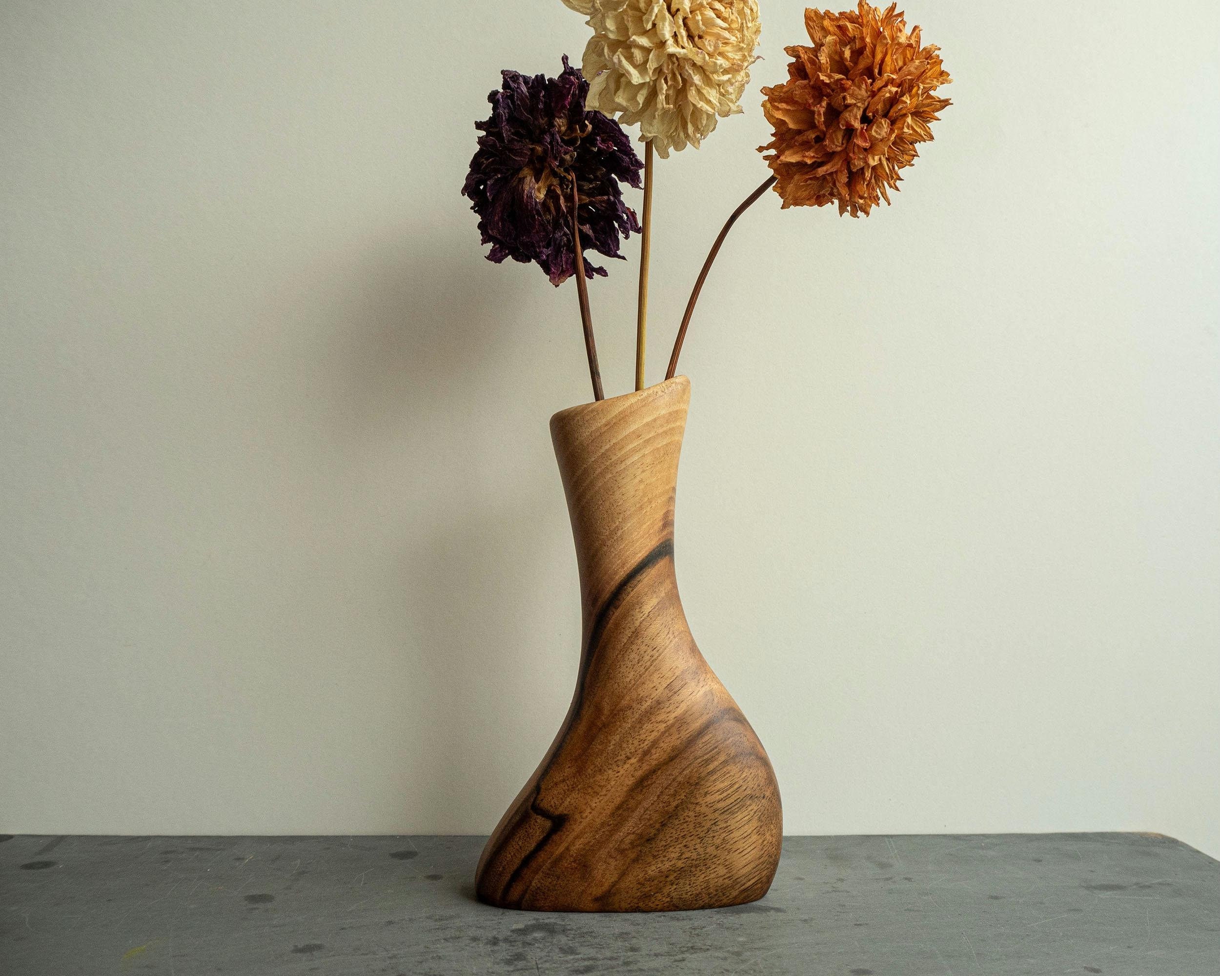 Vaso Decorativo In Legno A Puzzle 20 Cm - Design Unico Per Fiori, Stile Boho Minimalista