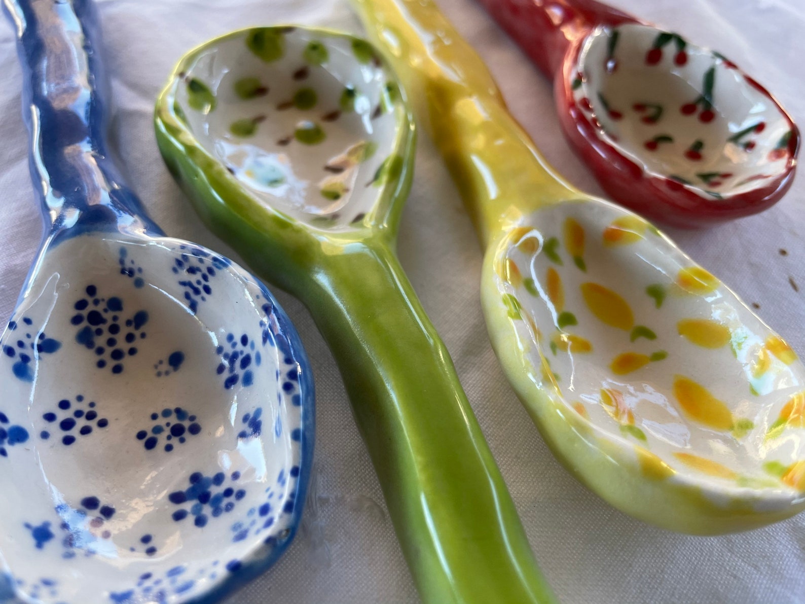 Fruity Handmade Ceramic Spoons Set of 4 HandPainted Ceramic Etsy