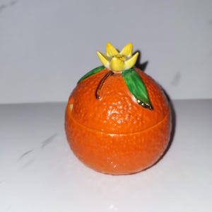 Vintage Carlton Ware Orange-Shaped Condiment Jar | Hand-Painted Fruit Pot with Lid | 10cm Tall