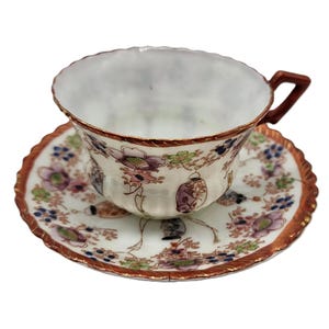 Exquisite Vintage Floral Teacup and Saucer Tea Duo Set (possibly Japanese origin)