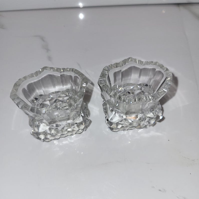Pair of Vintage Small Cut Glass Vase – Elegant Bud Vase, Toothpick ...