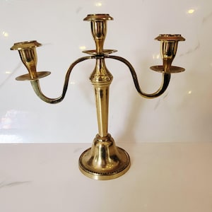 Vintage Brass 3-Arm Candelabra, 22cm High x 22cm Across, Elegant Decorative Piece