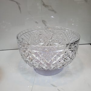 Large Vintage Resonant Lead Crystal Bowl – Diamond & Starburst Cut, Unmarked | Fruit Bowl | Centre piece | 24cm x 11 cm