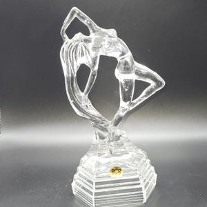 RCR Lead Crystal Dancing Lady | Italian Crystal Figurine | 26cm | Modern Dance Sculpture | Vintage Art Glass by Royal Crystal Rock