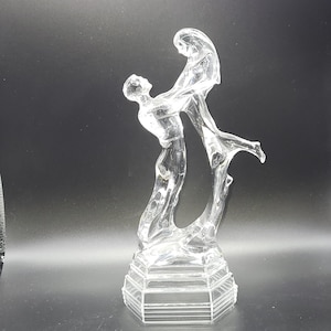 Vintage RCR Italian Crystal Dancing Couple | 1970s Figurine | 27cm | Dance in Motion | Romantic Art Glass Sculpture