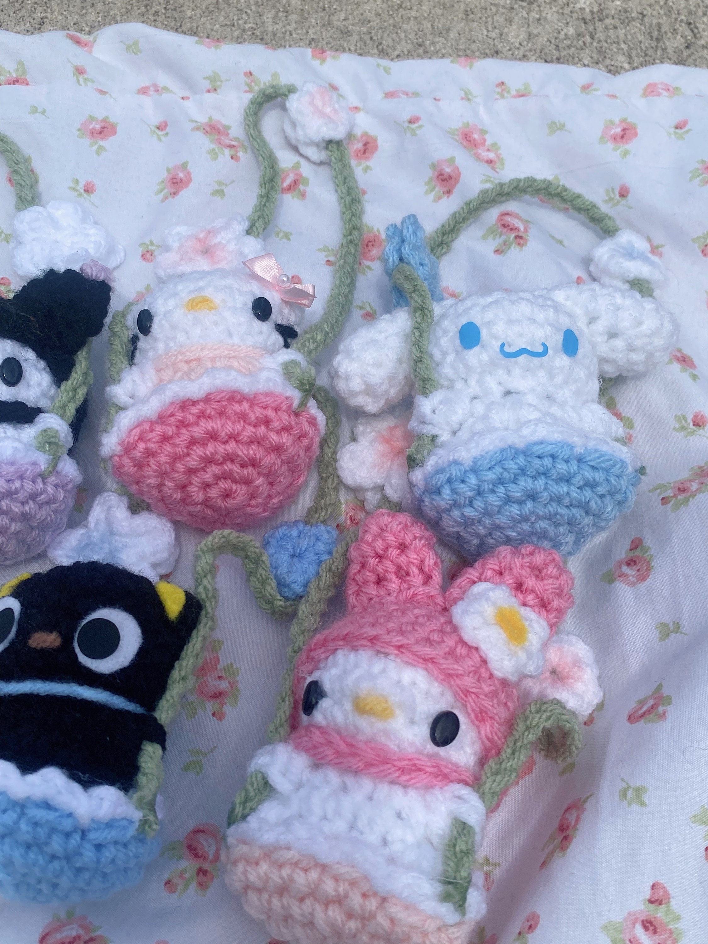 Handmade Crochet Sanrio Kawaii Car Mirror Hangers - Cute & Quirky