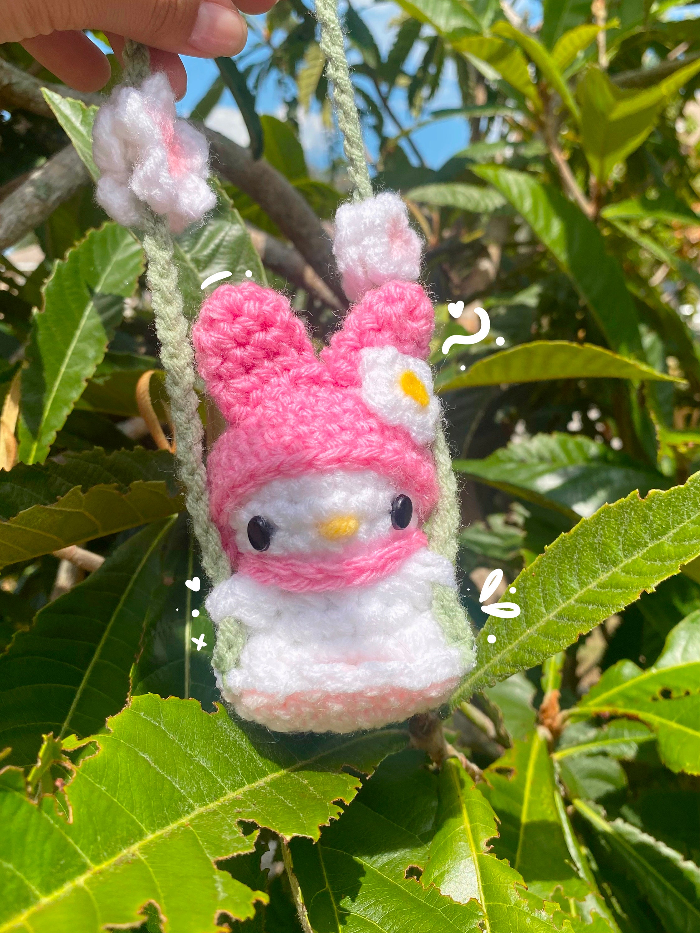 Handmade Crochet Sanrio Kawaii Car Mirror Hangers - Cute & Quirky Auto Decor