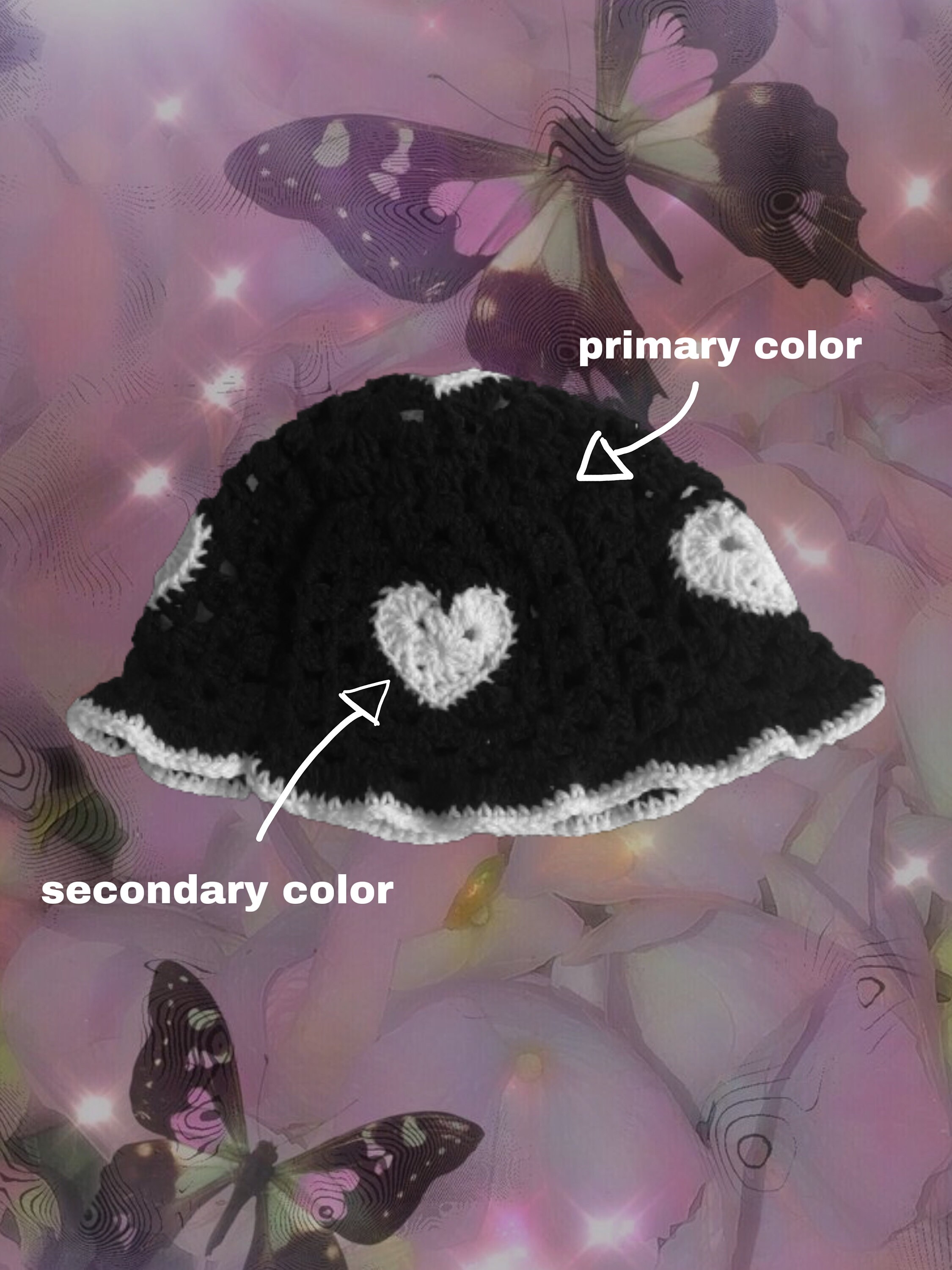 Heart Crochet Bucket Hat - Cream main image 1