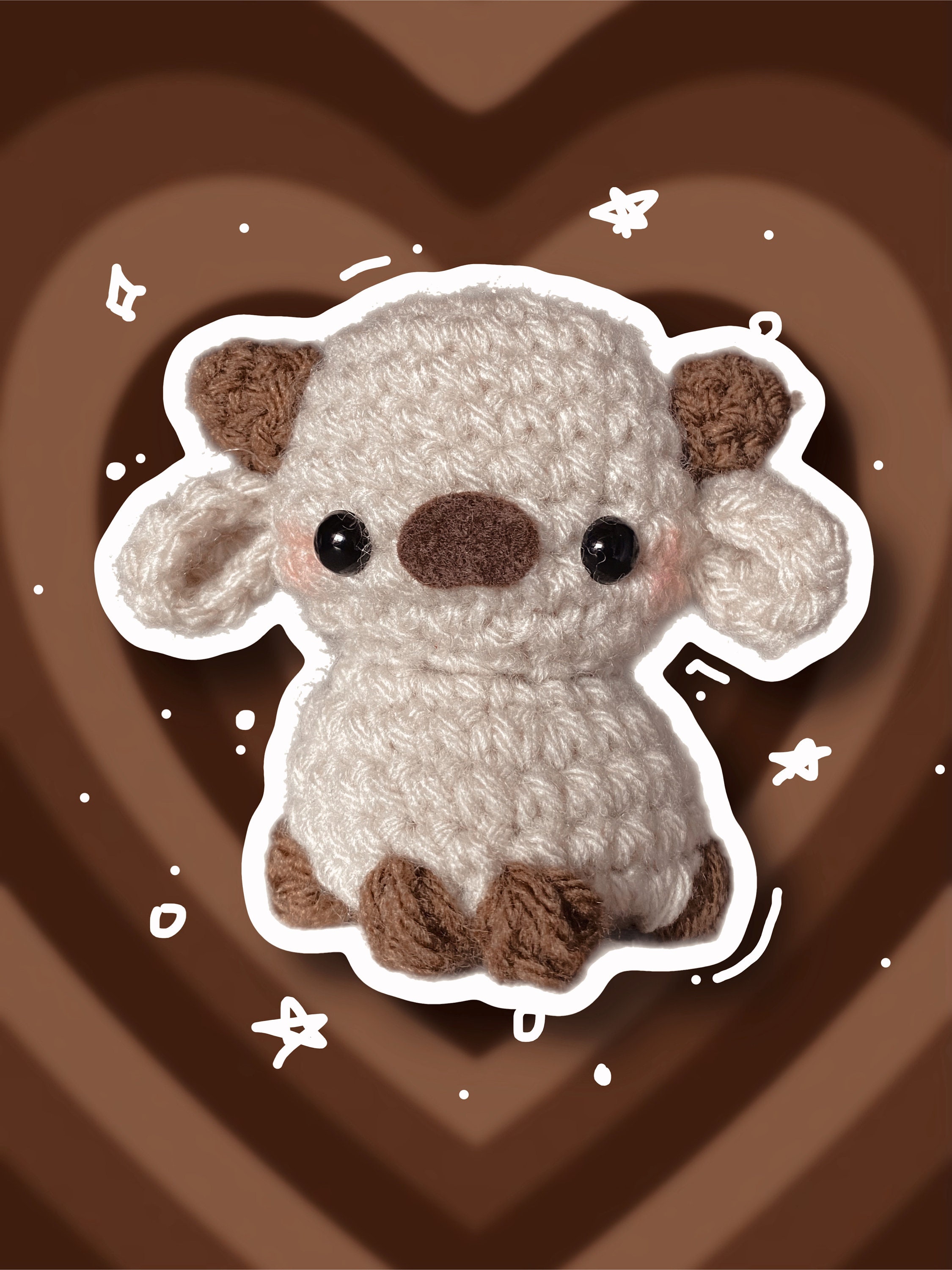 Cute Mini Crochet Cow Plush Crochet Cow Keychain Mini Etsy